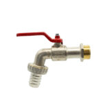 ROBINET DOUBLE SERVICE A BOULE CHROME MAT A POIGNEE ROUGE 132 1''