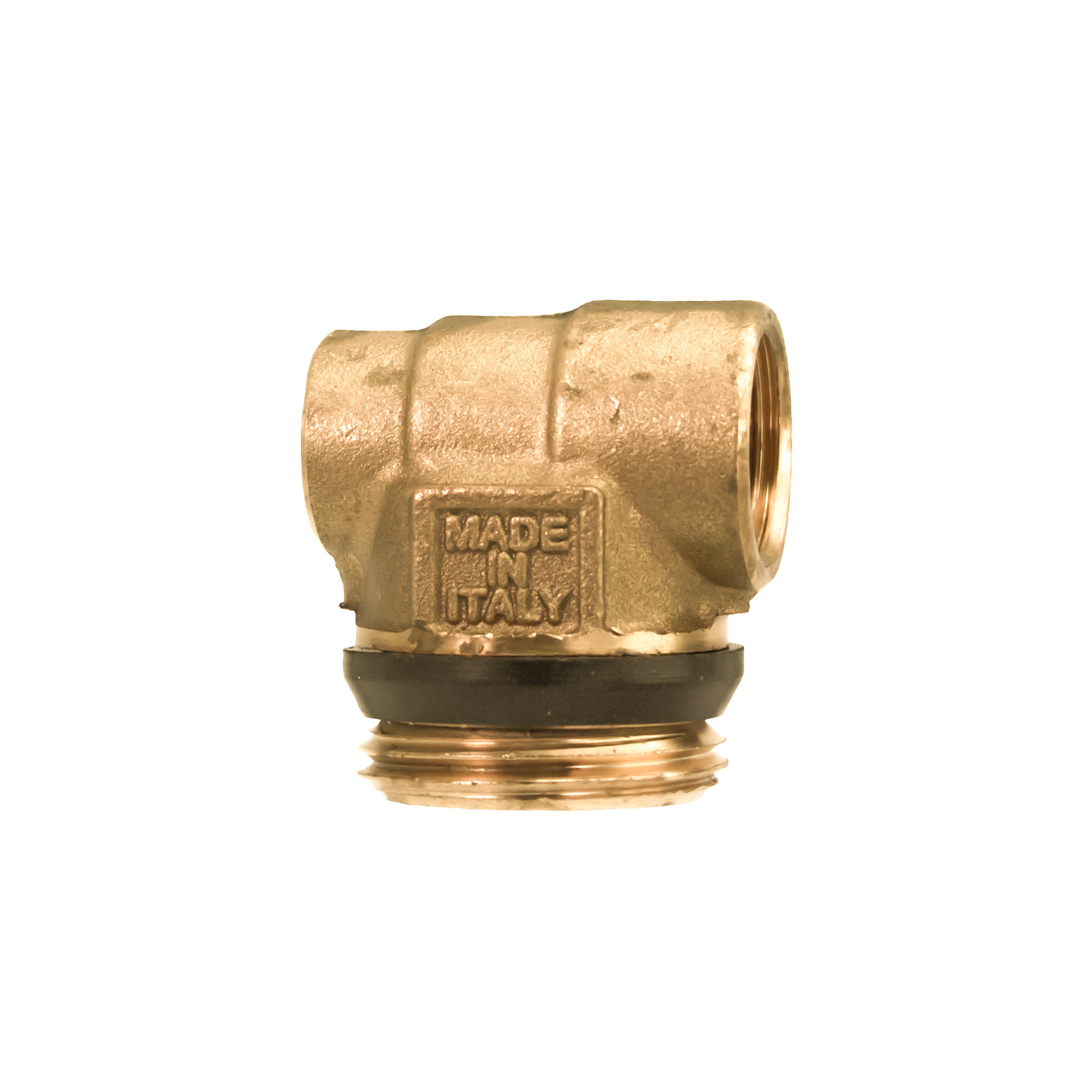 0191a48faa.jpg Manifold End Piece Brass With O-Ring 1"Mx3/8fx1/2f - Image 1