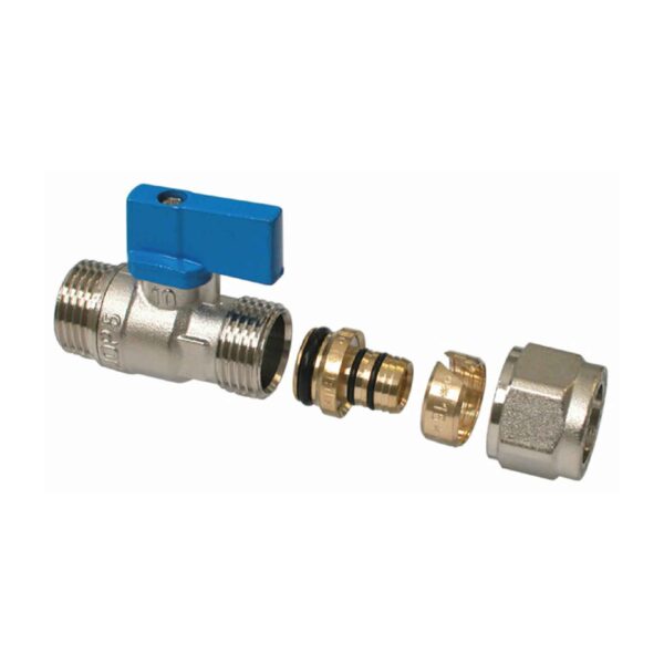 MINI VANNE BLEUE AVEC RACCORD 1/2 M REGLABLE X 16