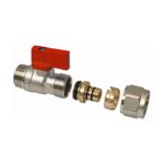 MINI VANNE ROUGE AVEC RACCORD 1/2 M REGLABLE X 16