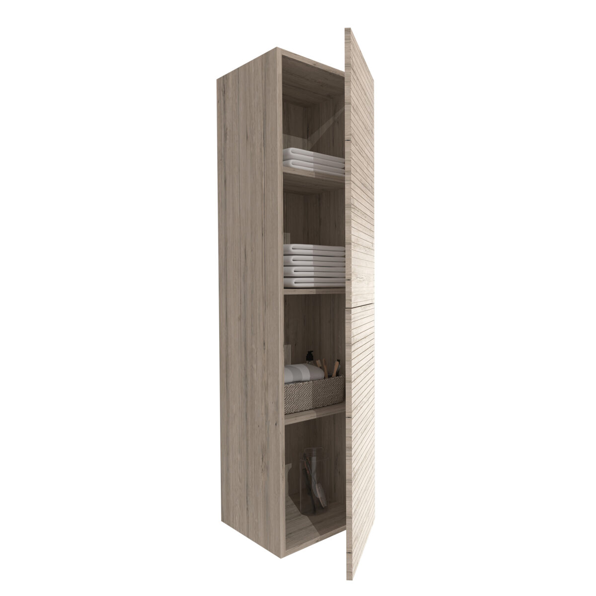 Armoire Colonne Elite Avec Relief Horizontal (160cm) - Bois Clair – Image 2