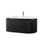 Begonia Meuble Sous-Vasque - 1 Tiroir - Sans Poignée - Soft Close – 99x42x52,5 Cm - Chêne Noir – Image 6