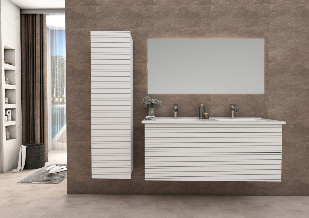 ELITE MEUBLE SOUS-PLAN AVEC RELIEF HORIZONTAL (120CM) - BLANC MAT - Image 3