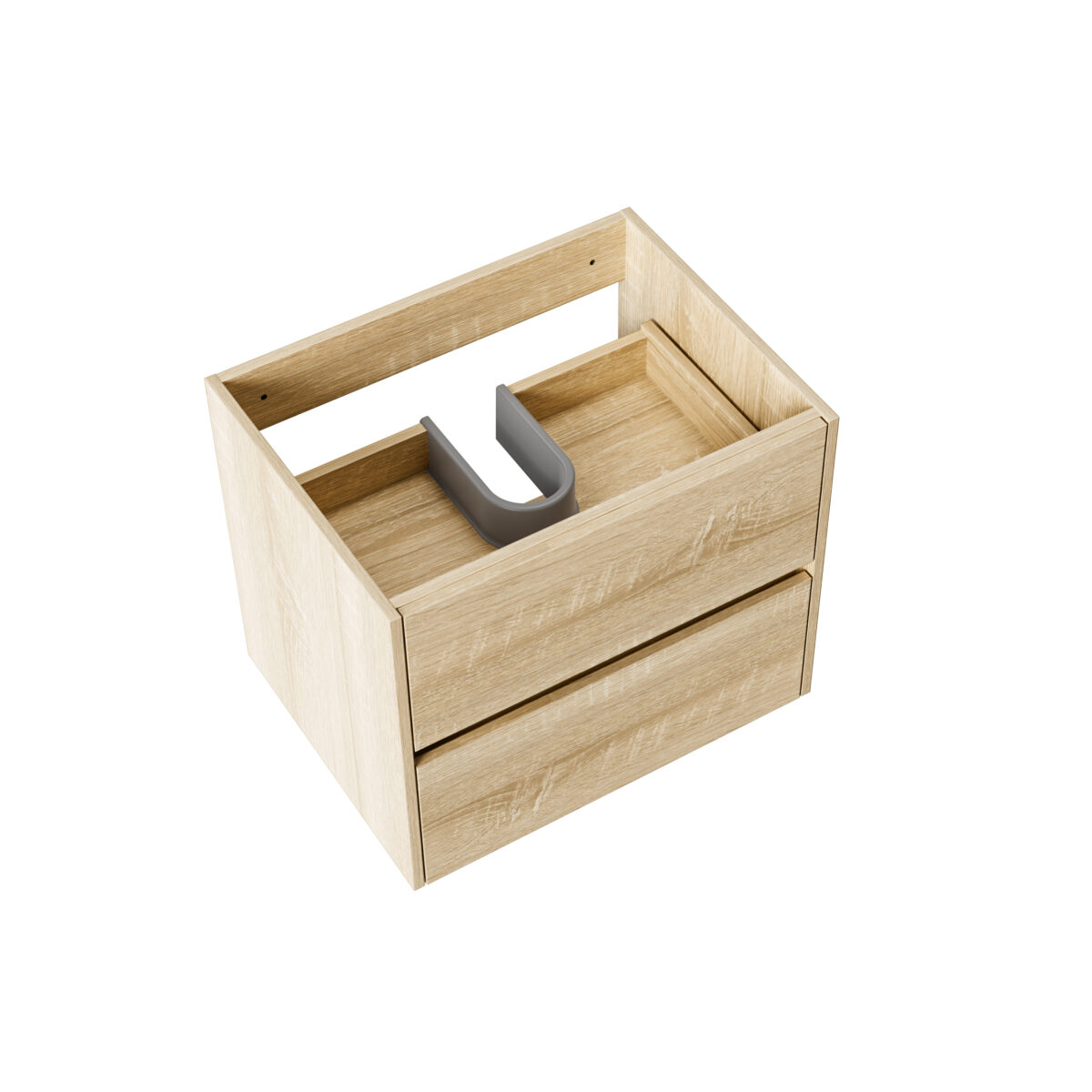 Aloni Hayat Meuble Sous-Vasque - 2 Tiroirs - Sans Poignee - Soft Close – 59,5x50x45 Cm - Chêne – Image 2