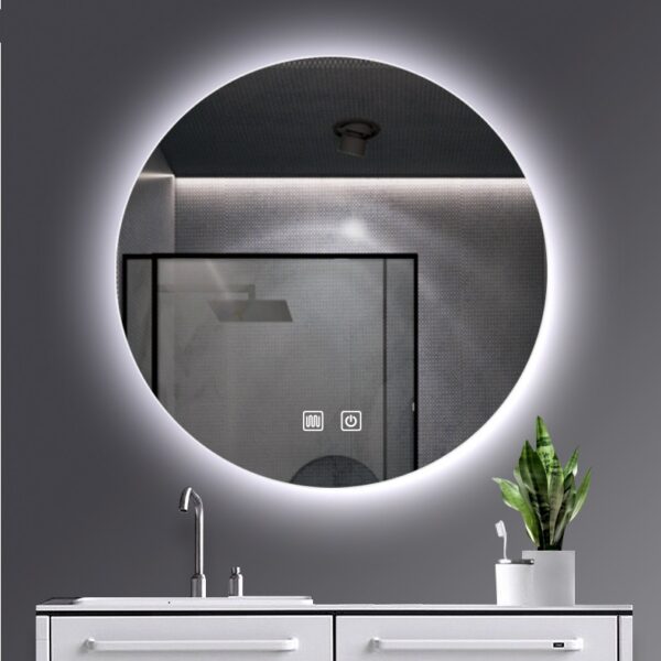 ALONI OMEGA MIROIR - AVEC ÉCLAIRAGE LED - ROND - SANS CADRE - AVEC CHAUFFAGE - TEMPÉRATURE DE COULEUR LED 3500-6500K - 100CM