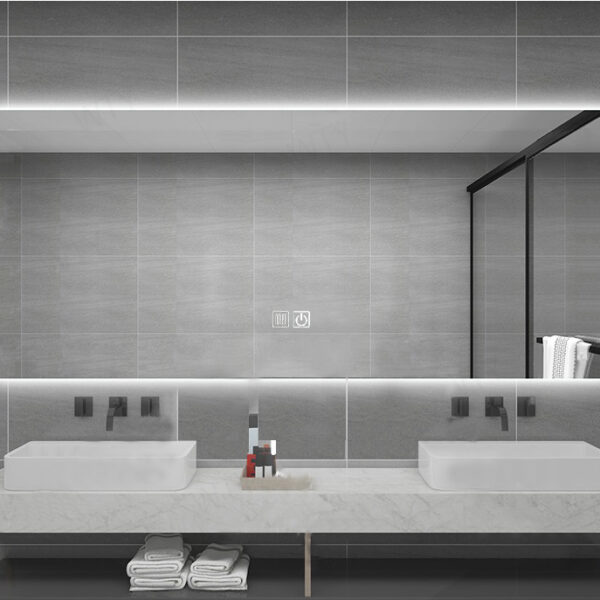 ALONI QUEEN MIROIR - AVEC ÉCLAIRAGE LED - RECTANGULAIRE - SANS CADRE - AVEC CHAUFFAGE - TEMPÉRATURE DE COULEUR LED 3500-6500K - 160X60CM