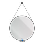 ALONI BELTIA MIROIR - AVEC ÉCLAIRAGE LED - ROND - AVEC CADRE - AVEC SANGLE EN CUIR SYNTHÉTIQUE ET CROCHET - TEMPÉRATURE DE COULEUR LED 3500-6500K - 80CM - NOIR MAT