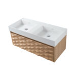 Armoire Lavabo Magnolia - 1 Tiroir - Sans Poignée - Fermeture Douce – 119x40x52 Cm - Chêne Clair – Image 8