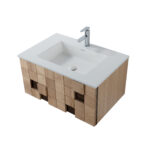 Kamellia Meuble Sous-Vasque - 1 Tiroir - Sans Poignée - Soft Close – 79x40x52 Cm - Noyer Clair – Image 26