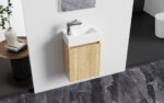 Aloni Zyro Toiletmeubelset - Compleet - Onderkast Met 1 Deur - Greeploos - Soft Close - Omkeerbaar - Spiegel - Fontein - 40,5x22,5 Cm - Licht Eiken/Glanzend Wit - Afbeelding 2