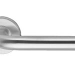 Round Door Handle With Rosette |Stainless Steel, Silver Colored