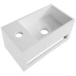 LAVABO EN SOLID SURFACE AVEC PORTE-SERVIETTE + TROU ROBINET À GAUCHE (35.8X20.5X15.7CM) - BLANC