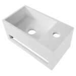 LAVABO EN SOLID SURFACE AVEC PORTE-SERVIETTE + TROU ROBINET À DROITE (35.8X20.5X15.7CM) - BLANC