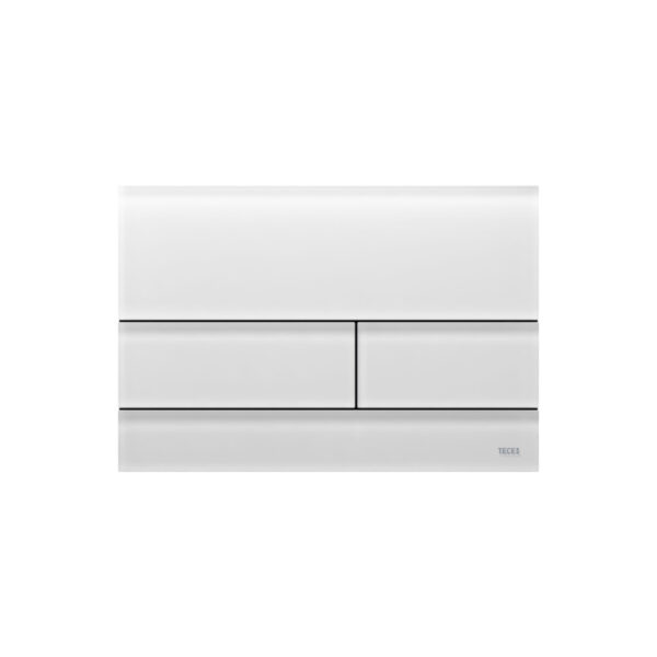 PLAQUE DE DÉCLENCHEMENT WC TECESQUARE II, DOUBLE TOUCHES, VERRE BLANC SATINÉ