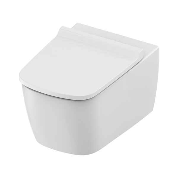 TECENEO TOILET SUSPENDU AVEC BIDET - AVEC MITIGEUR DE BIDET - EAU FROIDE - AVEC ABATTANT DESIGN SLIM - 54 CM - BLANC BRILLANT