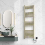 BELRAD SÈCHE-SERVIETTES ÉLECTRIQUE – AVEC THERMOSTAT NUMÉRIQUE PROGRAMMABLE – SMART WIFI - RACCORD À DROITE – 700W – 1600X500 MM – OR BROSSÉ - Image 2