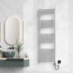 BELRAD SÈCHE-SERVIETTES ÉLECTRIQUE – AVEC THERMOSTAT NUMÉRIQUE PROGRAMMABLE – SMART WIFI - RACCORD À DROITE – 700W – 1600X500 MM – ACIER INOX BROSSÉ - Image 2