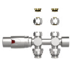 VANNE RADIATEUR THERMOSTATIQUE – DESIGN – RACCORDEMENT MURAL ET AU SOL – 1/2MX16/2 M30 – INOX BROSSÉ