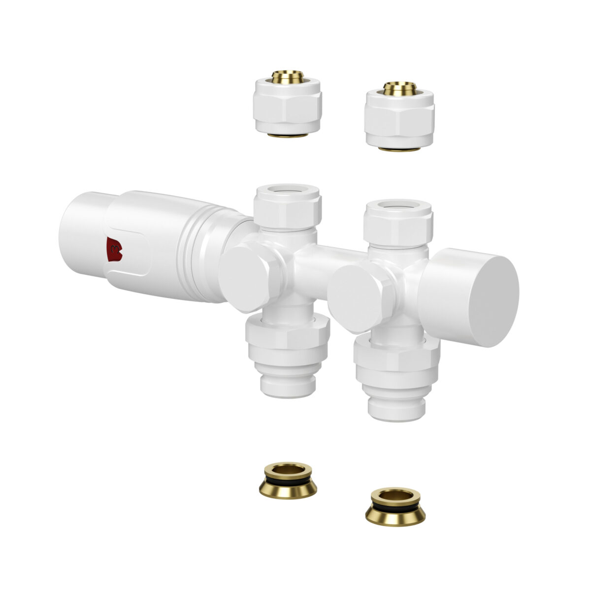 Radiatorklep - Design - Thermostatisch - Wand- En Vloeraansluiting - 1/2" Buitendraadx16/2 M30 - Glanzend Wit - Afbeelding 2