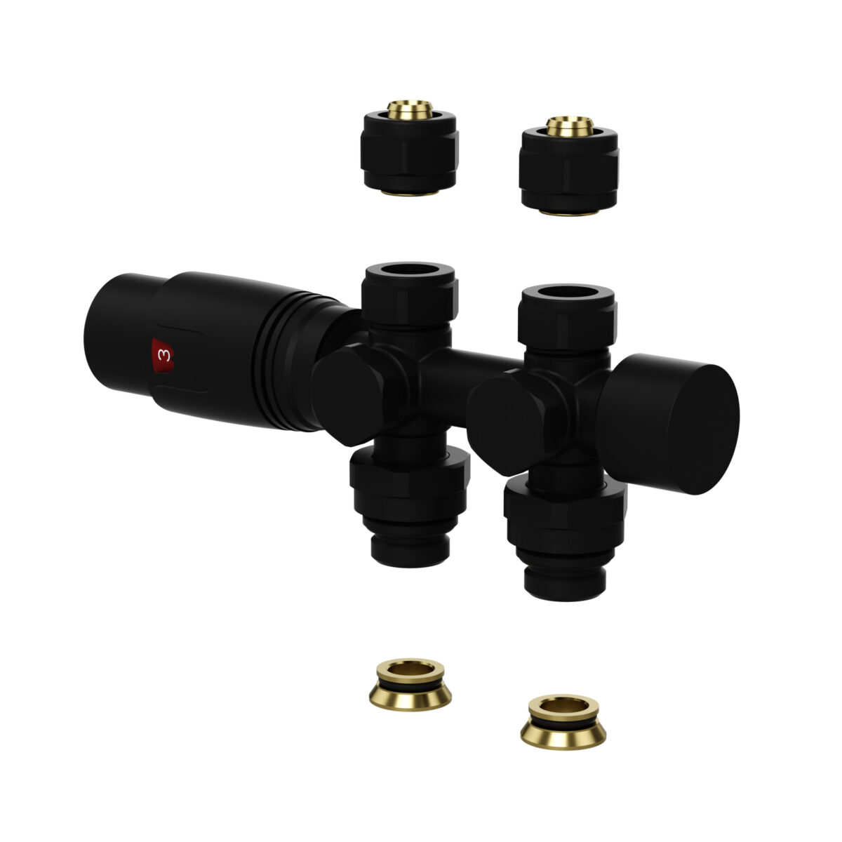 Vanne Radiateur Thermostatique – Design – Raccordement Mural Et Au Sol – 1/2mx16/2 M30 – Noir Mat – Image 2