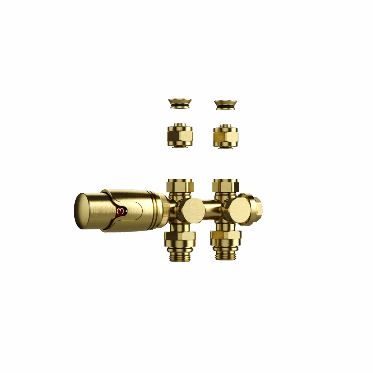 Radiatorklep - Design - Thermostatisch - Wand- En Vloeraansluiting - 1/2" Buitendraadx16/2 M30 - Geborsteld Goud - Afbeelding 2