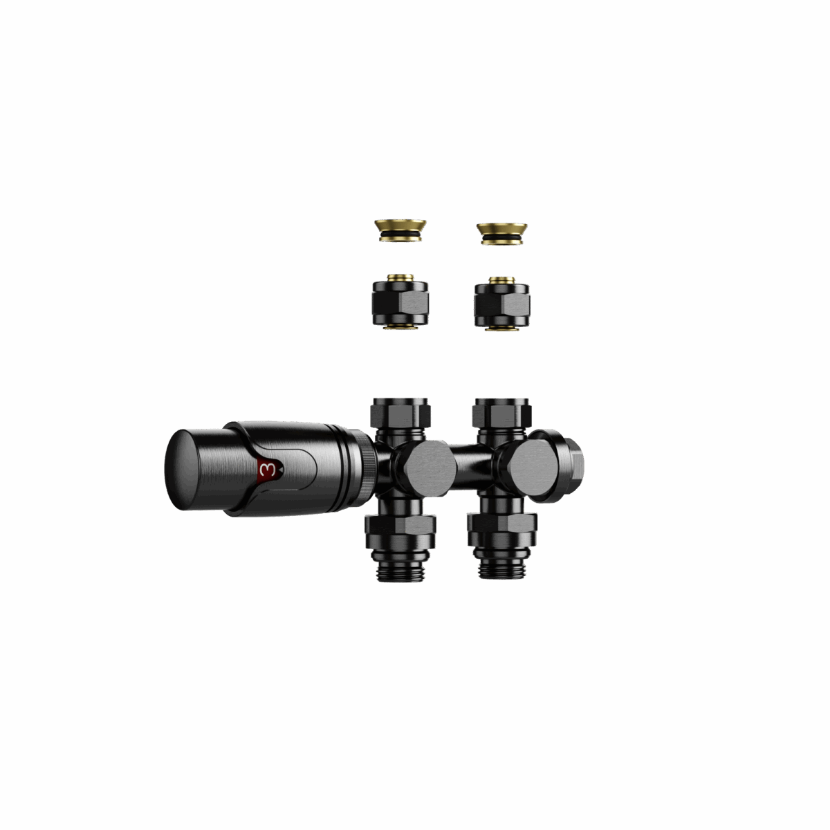 Radiatorklep - Design - Thermostatisch - Wand- En Vloeraansluiting - 1/2" Buitendraadx16/2 M30 - Gunmetaal - Afbeelding 2