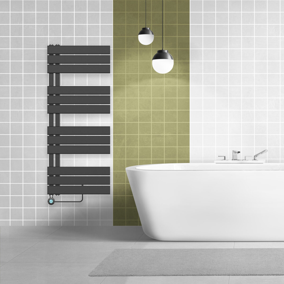 BELRAD SÈCHE-SERVIETTES ÉLECTRIQUE – AVEC THERMOSTAT NUMÉRIQUE PROGRAMMABLE – RACCORD À GAUCHE – 755W – 1600X500 MM – NOIR MAT - Image 2