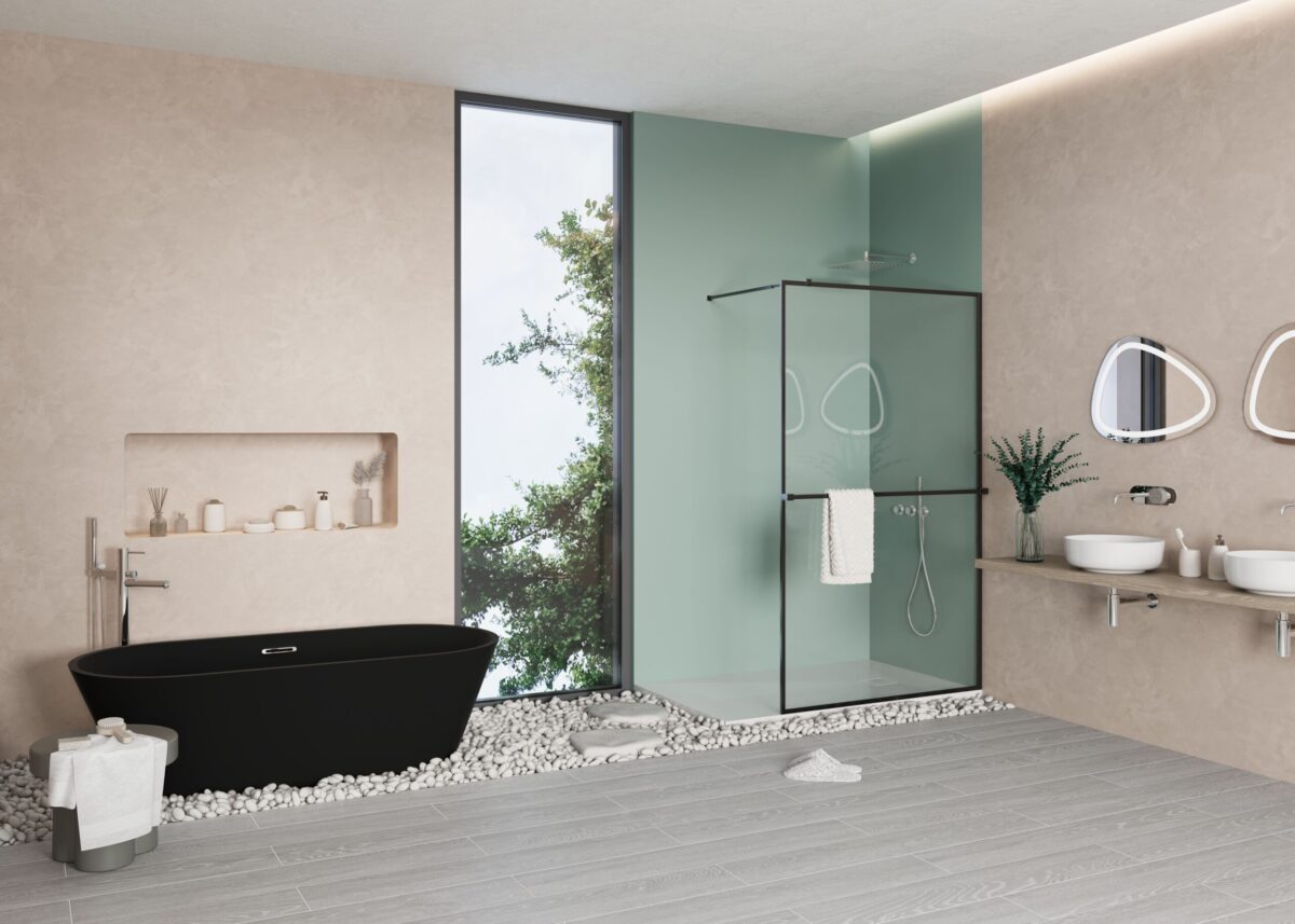 Baignoire Autoportante Aloni Bauci - Solid Surface - 170x80x58,5 Cm - Noir Mat – Image 2