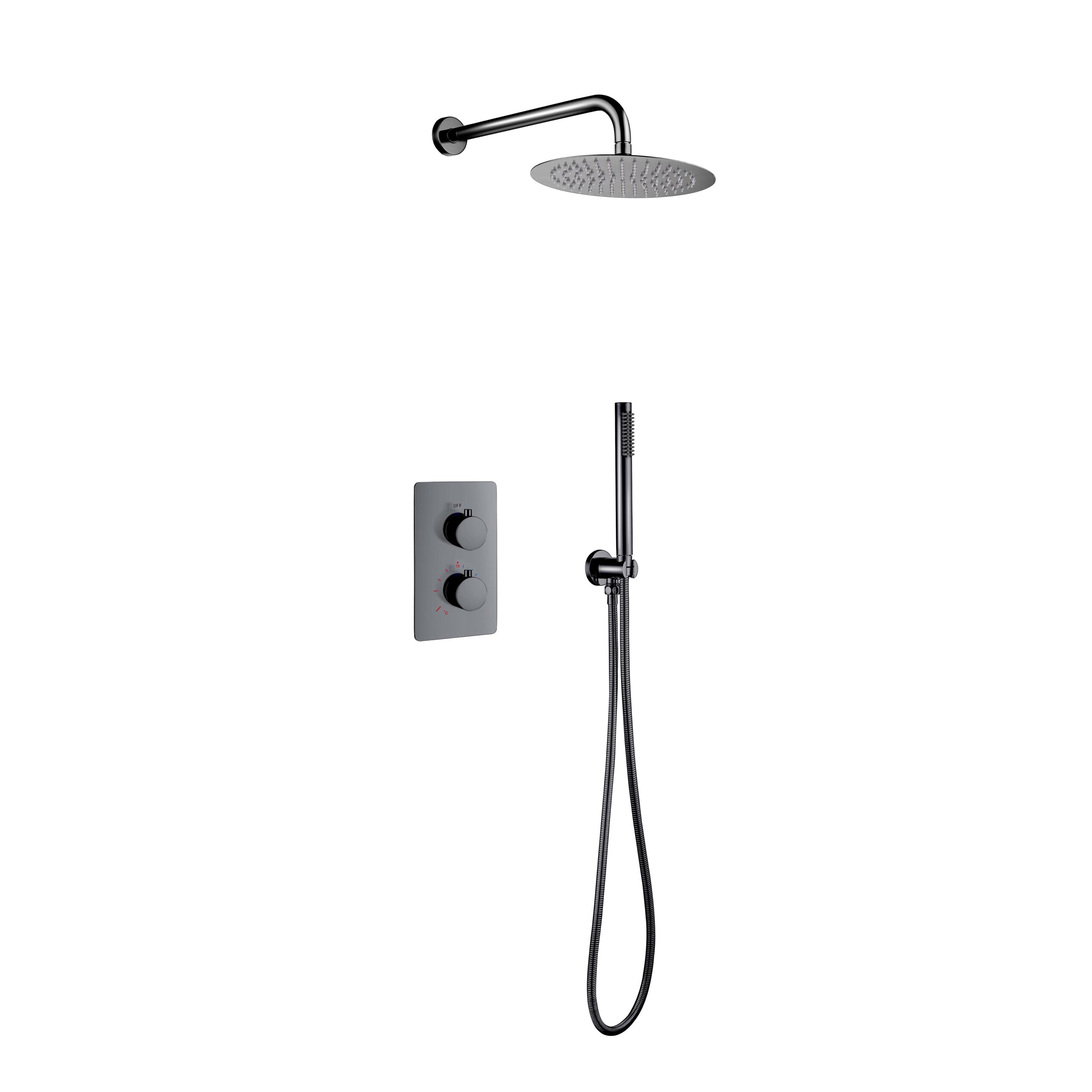 CR5287-7GG.jpg ALONI SET DE DOUCHE THERMOSTATIQUE ENCASTRÉ AVEC DOUCHE DE PLUIE (Ø25CM) - GRIS BRONZE - Image 1
