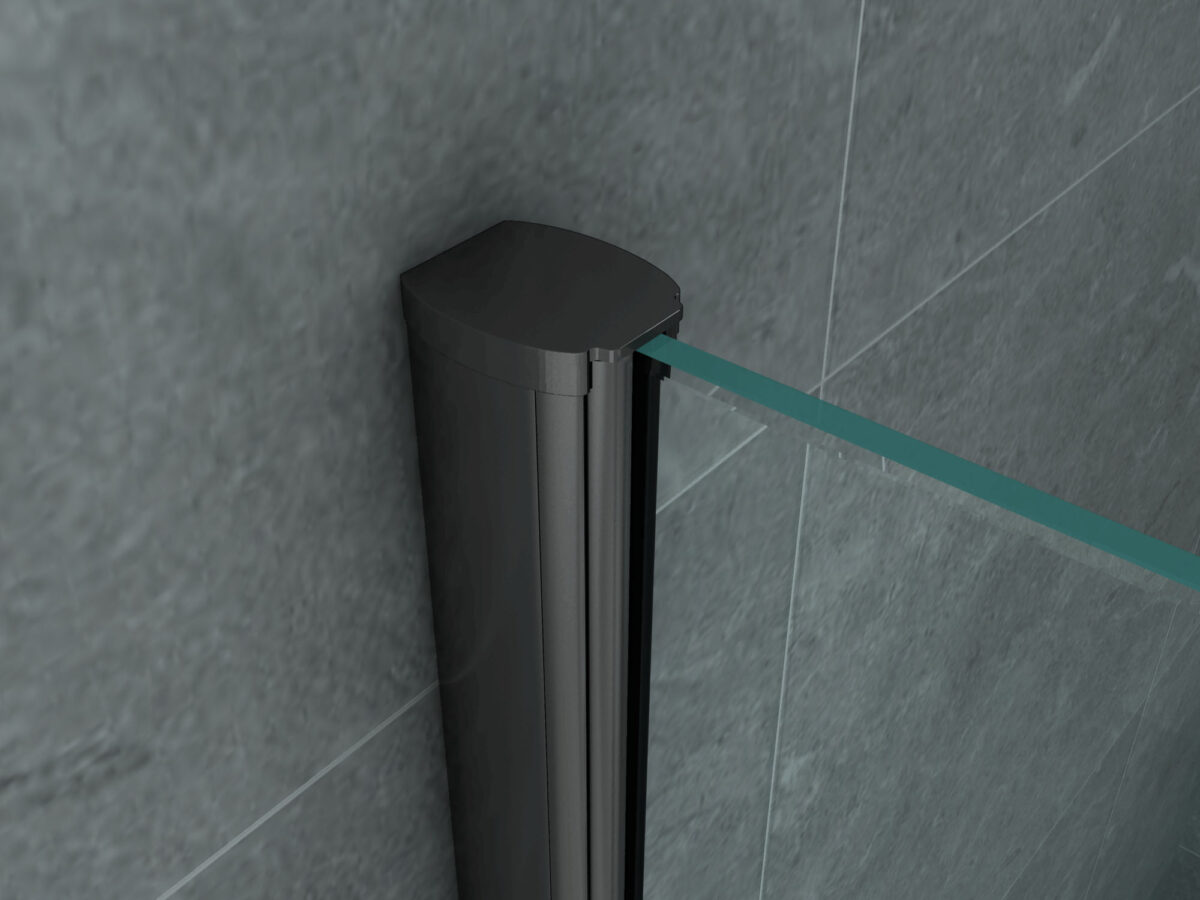 ALONI CABINE DE DOUCHE AVEC PORTE COULISSANTE ET PAROI LATÉRALE - TRAITEMENT ANTI-CALCAIRE - RÉVERSIBLE - VERRE DE SÉCURITÉ 8MM - 90X160X195 CM - NOIR MAT - VERRE CLAIR - Image 5