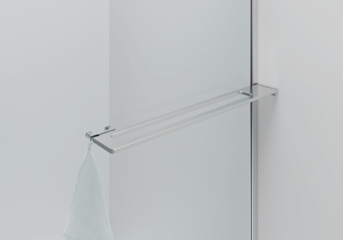 CURVY DOUCHE À L'ITALIENNE AVEC PORTE-SERVIETTE - COURBÉE - TRAITEMENT ANTI-CALCAIRE - RÉVERSIBLE - VERRE DE SÉCURITÉ 8MM - 100X200CM - CHROME - VERRE CLAIR - Image 2