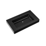 ALONI LAVABO - 1 VASQUE -  AVEC TROP-PLEIN - 1 TROU ROBINET - MARBRE COMPOSITE - 80X10X46 CM - NOIR MAT