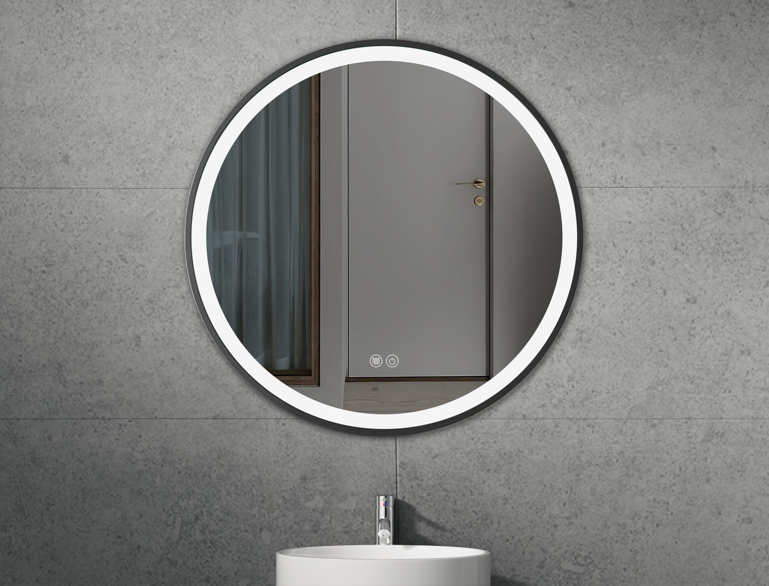 ERFU-019-80×80-1.jpg Erfu Mirror Led Anti Fog Φ80cm Black Frame - Image 1