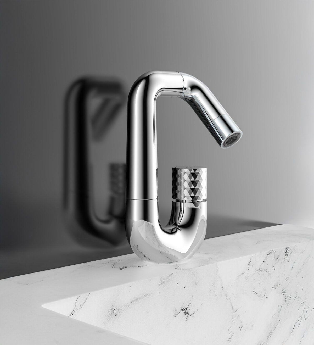 ALONI FLOW MITIGEUR DE LAVABO - BOUTON POUSSOIR - BEC PIVOTABLE - CHROME - Image 2