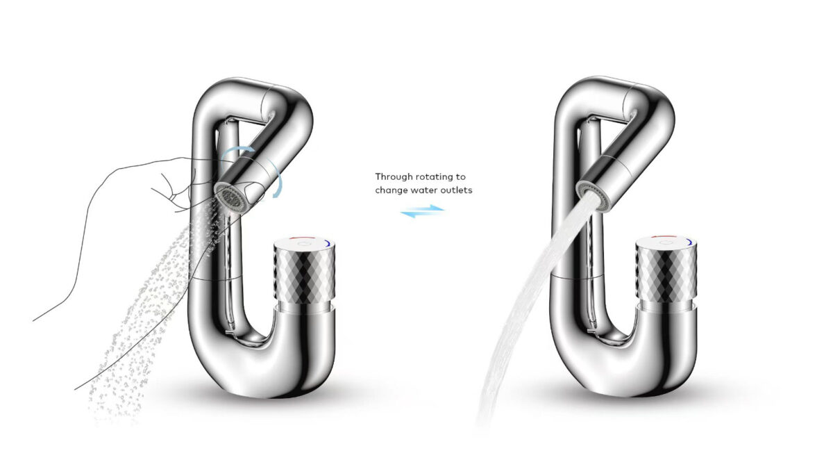 ALONI FLOW MITIGEUR DE LAVABO - BOUTON POUSSOIR - BEC PIVOTABLE - CHROME - Image 3