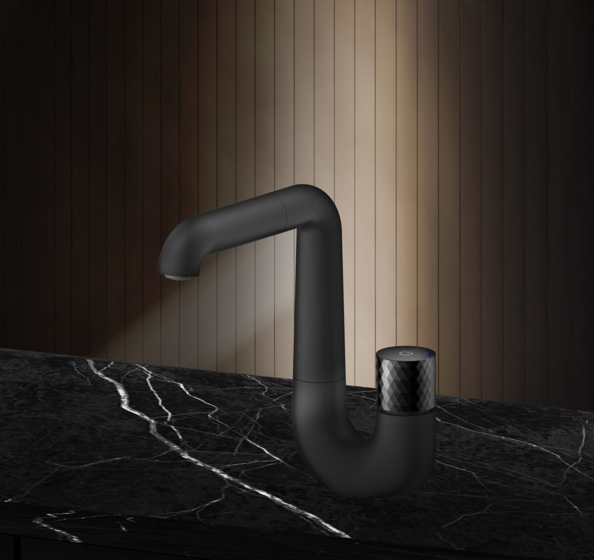 ALONI FLOW MITIGEUR DE LAVABO - BOUTON POUSSOIR - BEC PIVOTABLE - NOIR MAT - Image 2