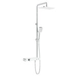 ALONI ROBINET DE DOUCHE THERMOSTATIQUE AVEC TABLETTE CHROME BLANC