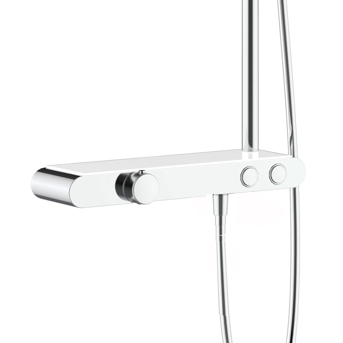 Aloni Robinet De Douche Thermostatique Avec Tablette Chrome Blanc - Afbeelding 3