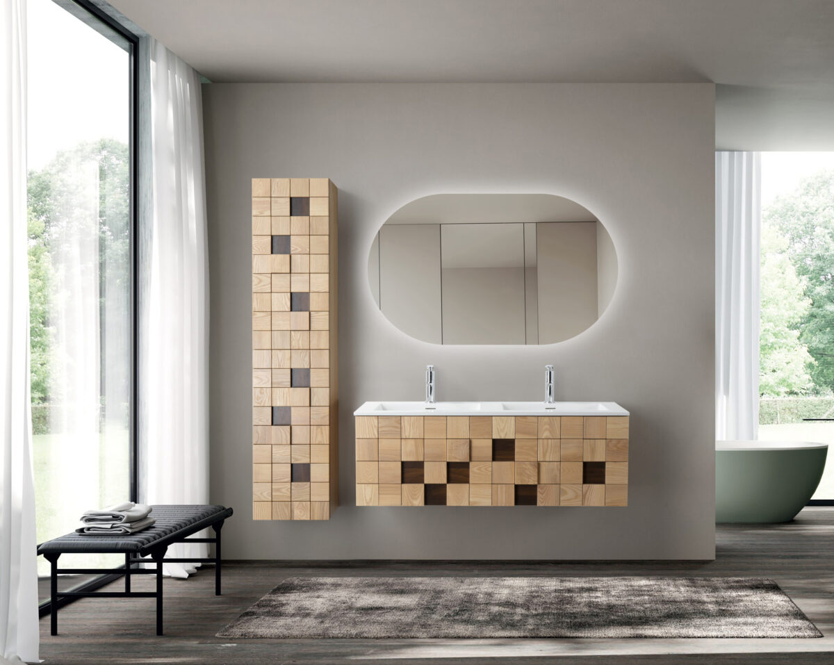 Lavabo Rond Slim Wonda - 1 Vasque - Avec Trop-Plein - 2 Trous De Robineterie - Marbre Artificiel - 120x1,6x52,5 Cm - Blanc Mat – Image 4