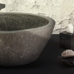 Lavabo En Pierre De Rivière Naturelle - Gris 30-35x15x3cm – Image 4