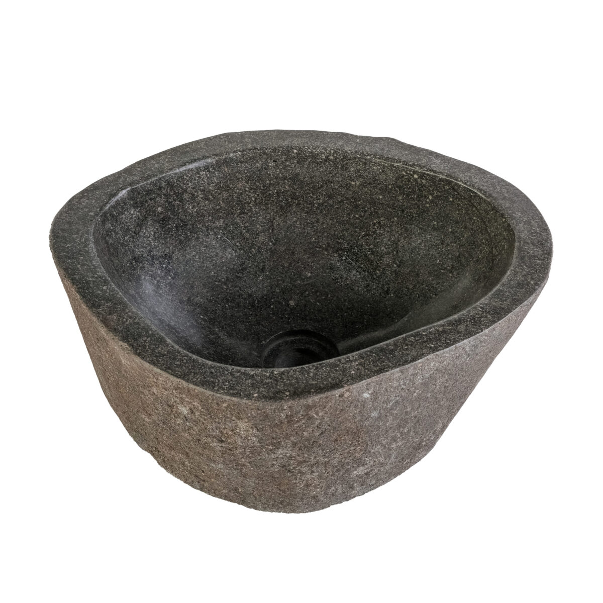 Lavabo En Pierre De Rivière Naturelle - Gris 30-35x15x3cm – Image 2
