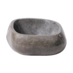 VASQUE EN PIERRE DE RIVIÈRE NATURELLE ENTIÈREMENT POLIE - NOIR 30-35X15X1,5CM