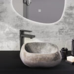 Volledig Gepolijste Natuurlijke Riviersteen Waskom - Zwart 30-35x15x1.5cm - Afbeelding 3