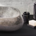 Volledig Gepolijste Natuurlijke Riviersteen Waskom - Zwart 30-35x15x1.5cm - Afbeelding 4