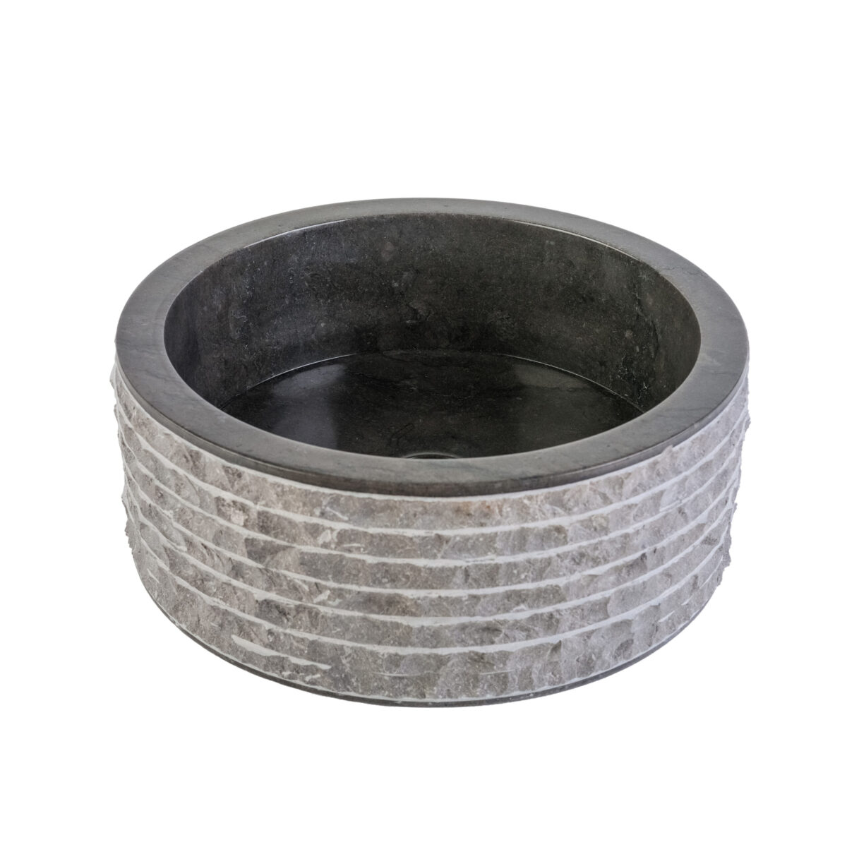 Marmeren Alur Waskom Met Gepolijste Binnenzijde - Zwart 40x15cm - Afbeelding 2