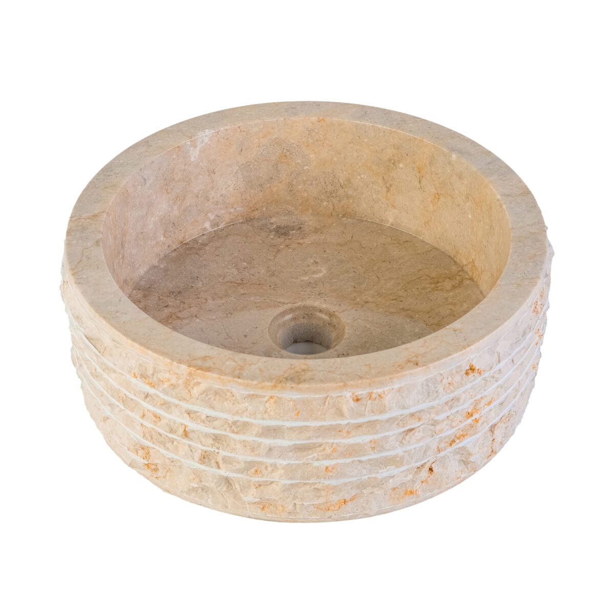 Marmeren Alur Waskom Met Gepolijste Binnenzijde - Crème 40x15cm - Afbeelding 2