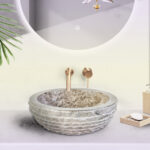 Lavabo En Marbre Alur Avec Face Intérieur Poli - Gris 35x15cm – Image 3