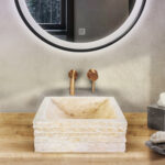 VASQUE CARRÉ ALUR EN FORME DE TUBE - CRÈME 40X40X15CM - Image 3