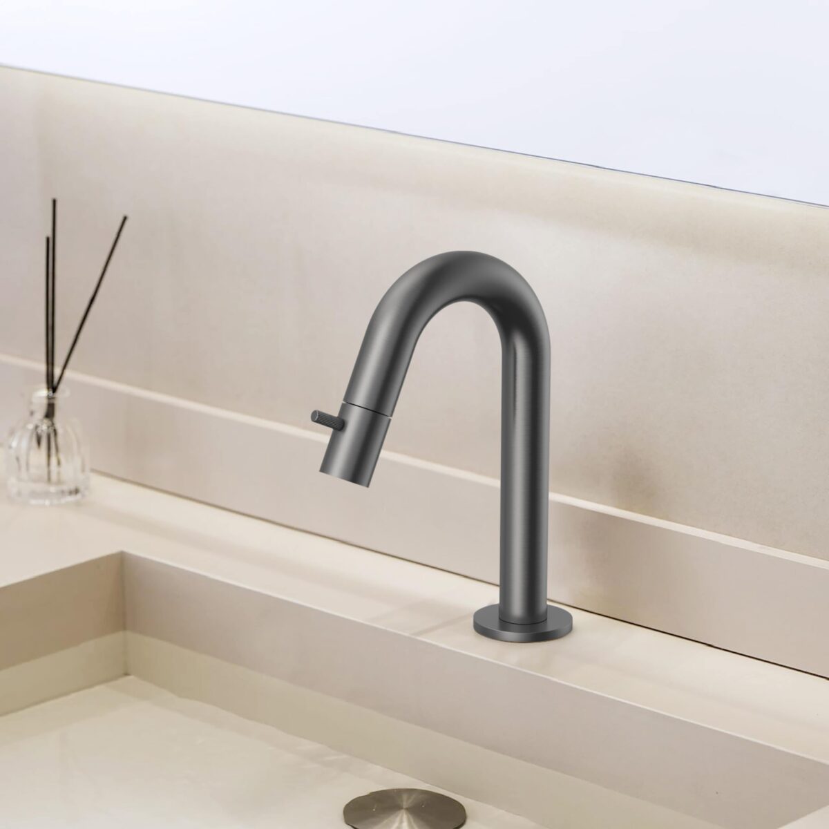 Stria Koudwaterkraan - Gebogen Uittuit - Zonder Afval - Gunmetaal (Pvd) - Afbeelding 2