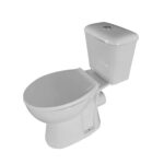 Aloni Pro Close-Gekoppeld Toilet - Vloerstaand - P-Trap - Wandaansluiting - Met Cistern - Met Spoelmechanisme - Dubbele Flush - Met Zitje - Soft-Close - 38x72x67 Cm - Glanzend Wit - Afbeelding 2